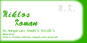 miklos koman business card